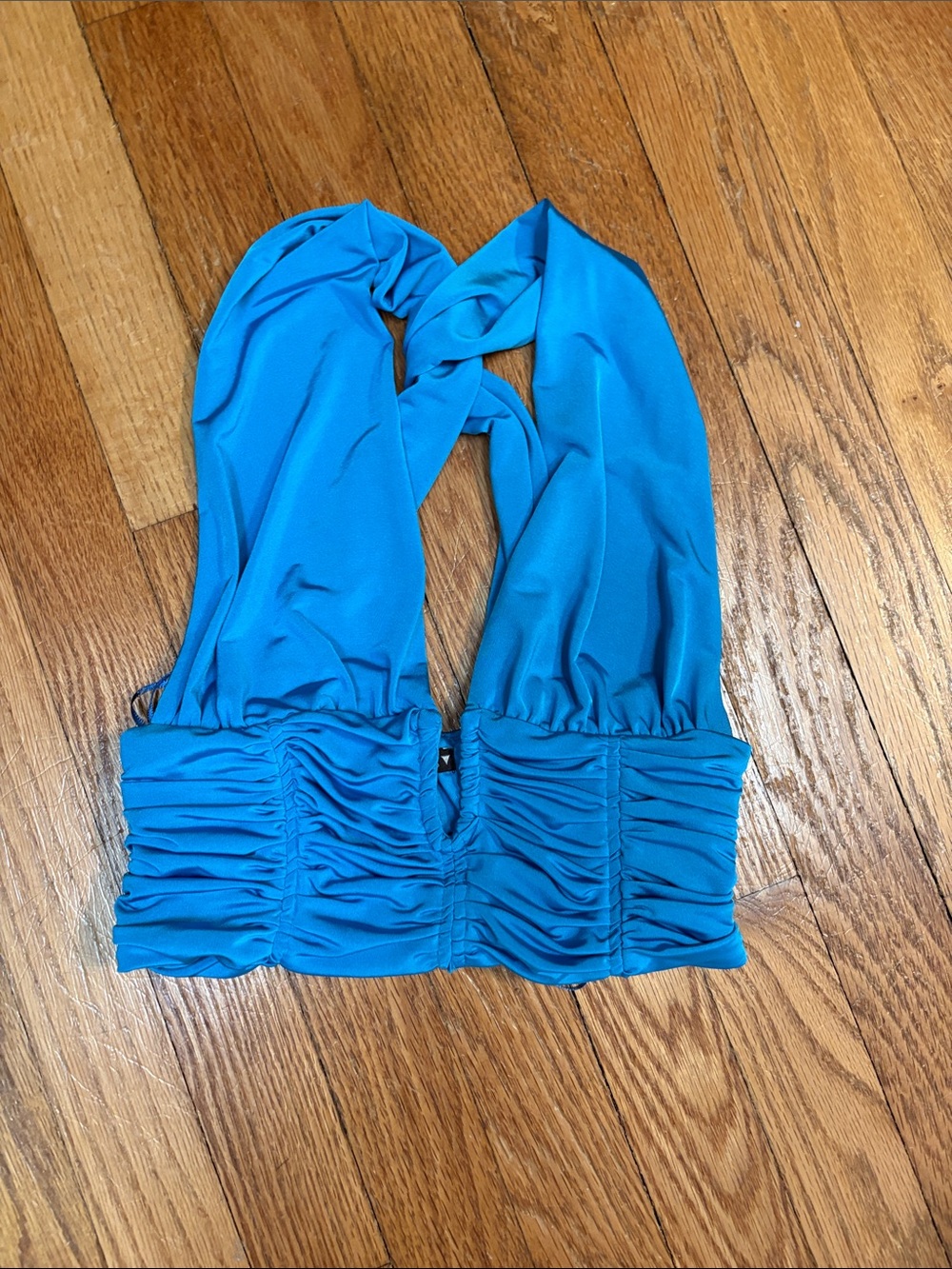 Zara Turquoise Ruched Halter Top